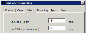 label
software bar code properties