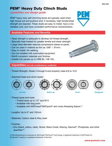 PEM® Heavy Duty Clinch Studs