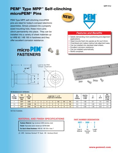 PEM Type MPP? Self-Clinching Micro Pins