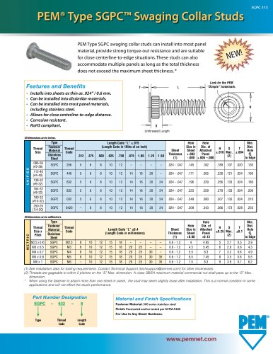 PEM Type SGPC? Swaging Collar Studs