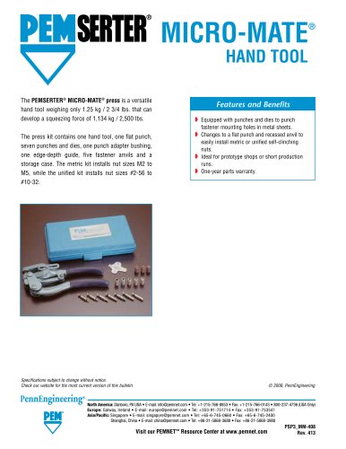 PEMSERTER Series P3? Press and Micro-Mate&reg; Hand Tool