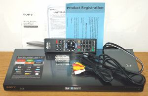 Sony BDP-S790 3D and Network Blu-ray Disc Player - Front View with Included Accessories